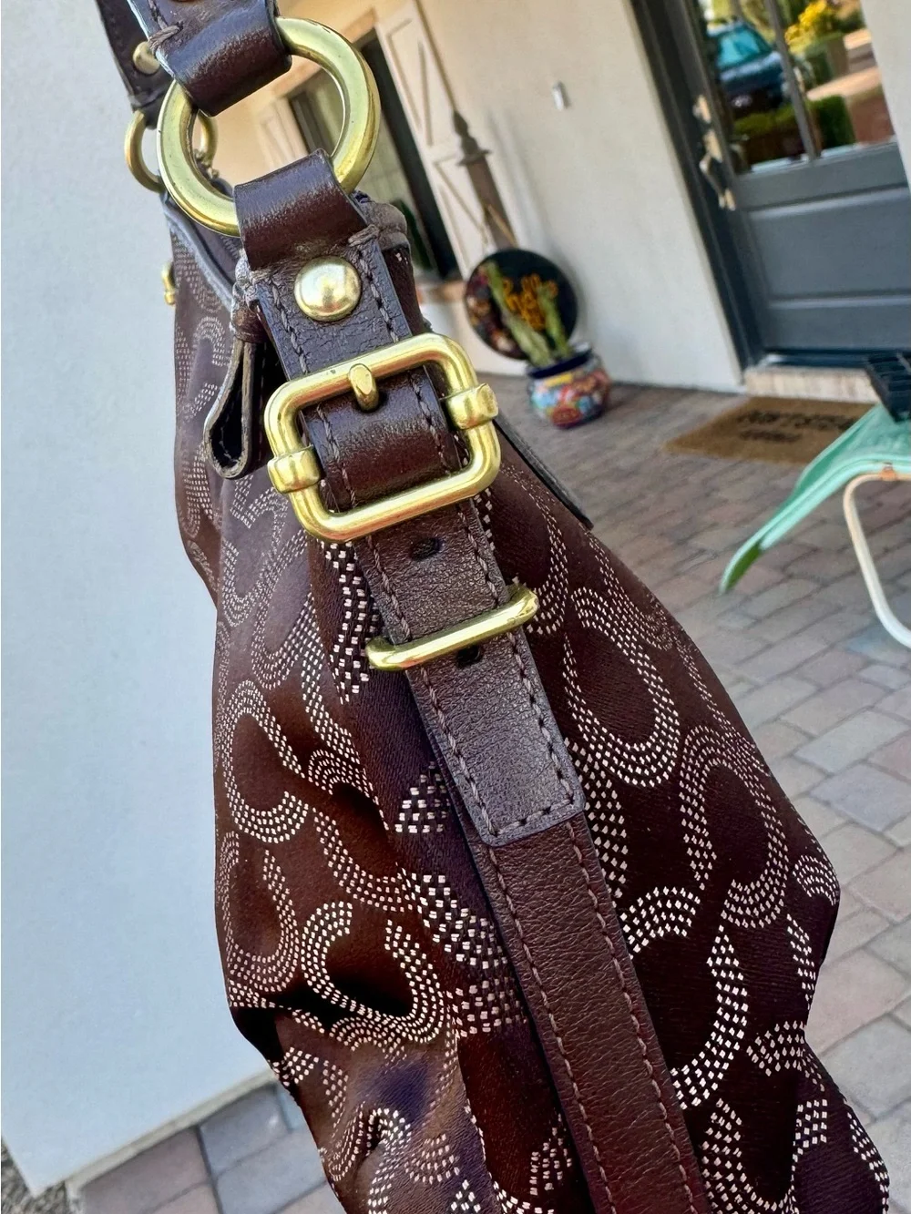Coach Madison Op Art C Brown Signature Mini Hobo Shoulder Bag - Picture 5 of 14